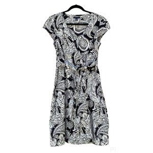 TOMMY HILFIGER Black White Wrap Dress